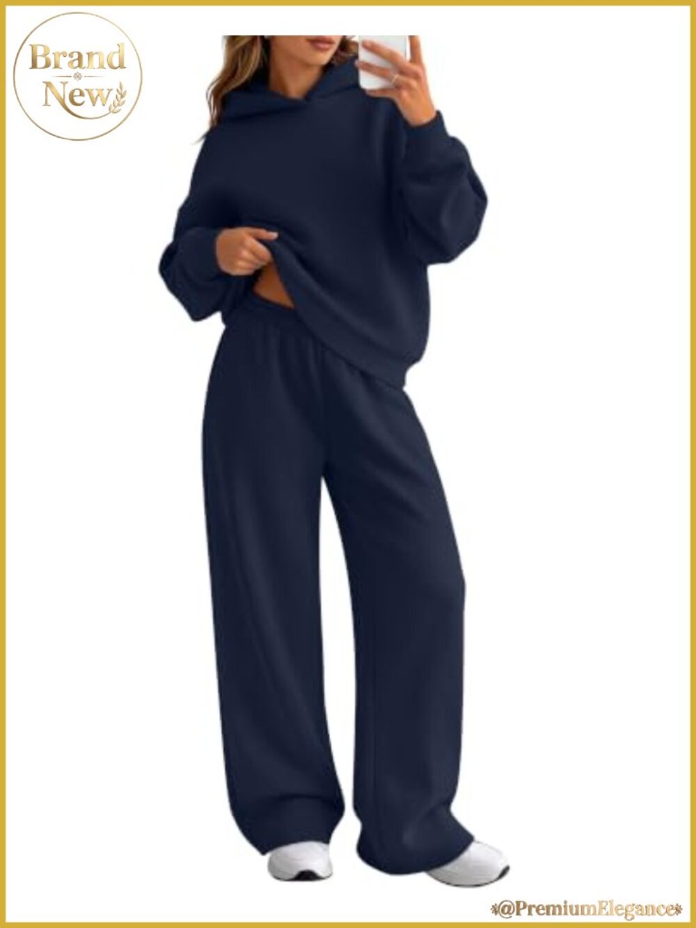 Women's 2-Piece Lounge Set Oversized Hoodie Wide Leg Pants Polyester
